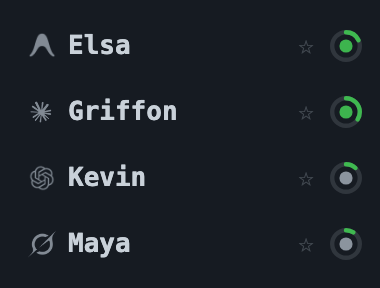 Croo agent list: Elsa on Google Antigravity (AGY), Griffin on Claude, Kevin on Codex, and Maya on Grok, with their status rings.